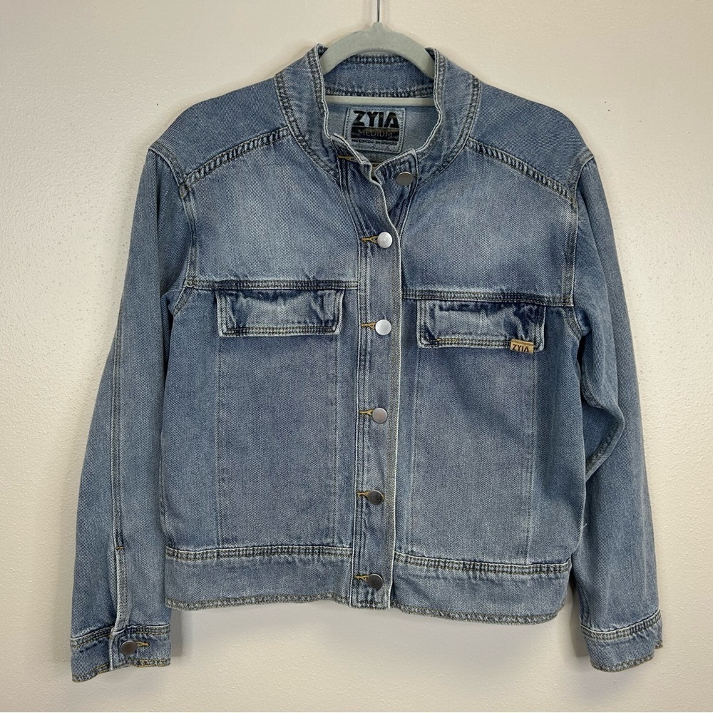 Outdoor Spring Fall Classic ZYIA M Blue Denim Jacket Cotton Athleisure Normcore - Picture 15 of 15